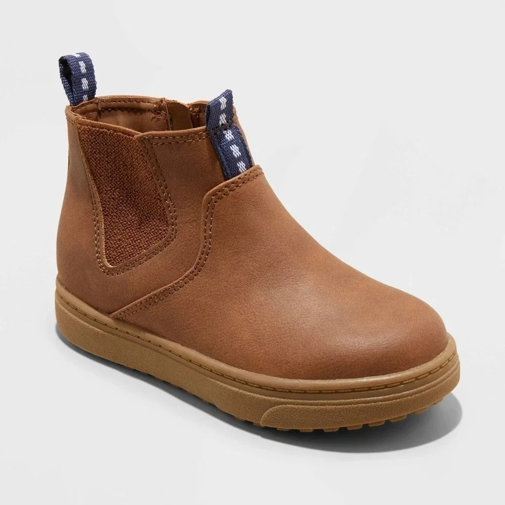 Cat & Jack Lucas Chelsea Boots Toddler 6 Cognac Faux Leather NWT